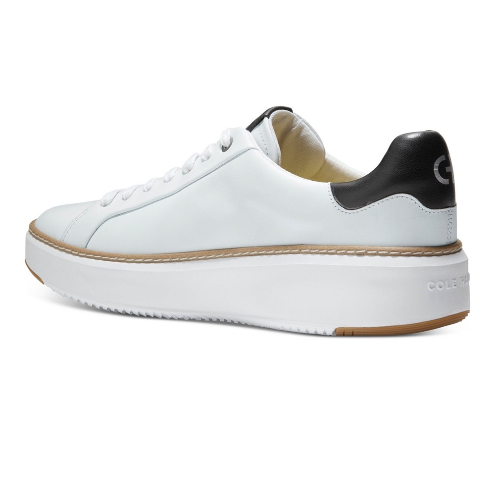 Cole Haan Grandpro Topspin White Leather Sneakers with Black Detail - Picture 3 of 12